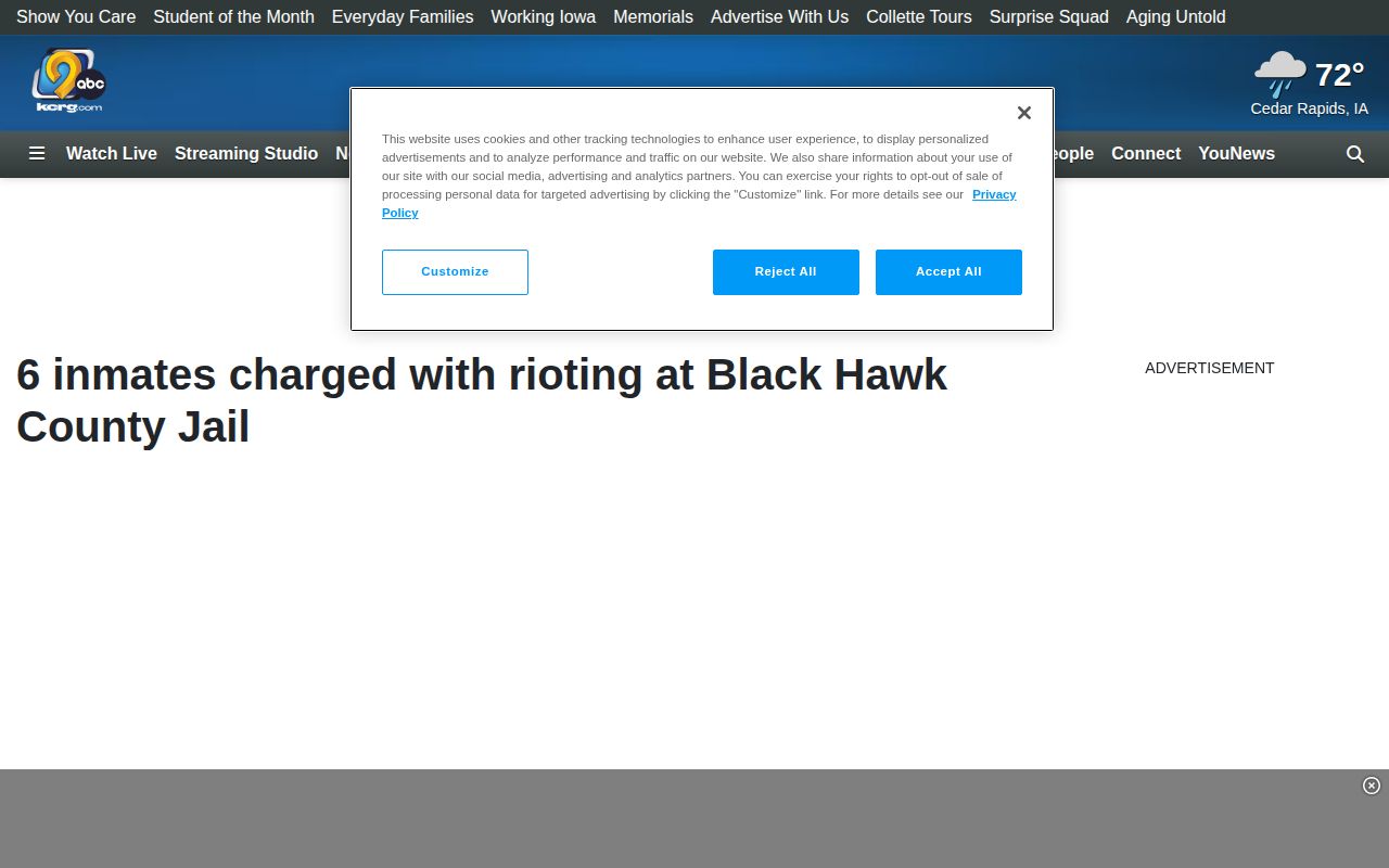 Selected KCRG Black Hawk County Jail arrest news report